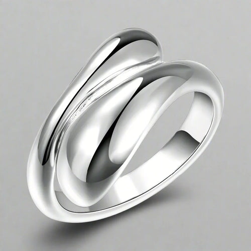 Anillo de Gota de Agua Plateado y Hueco