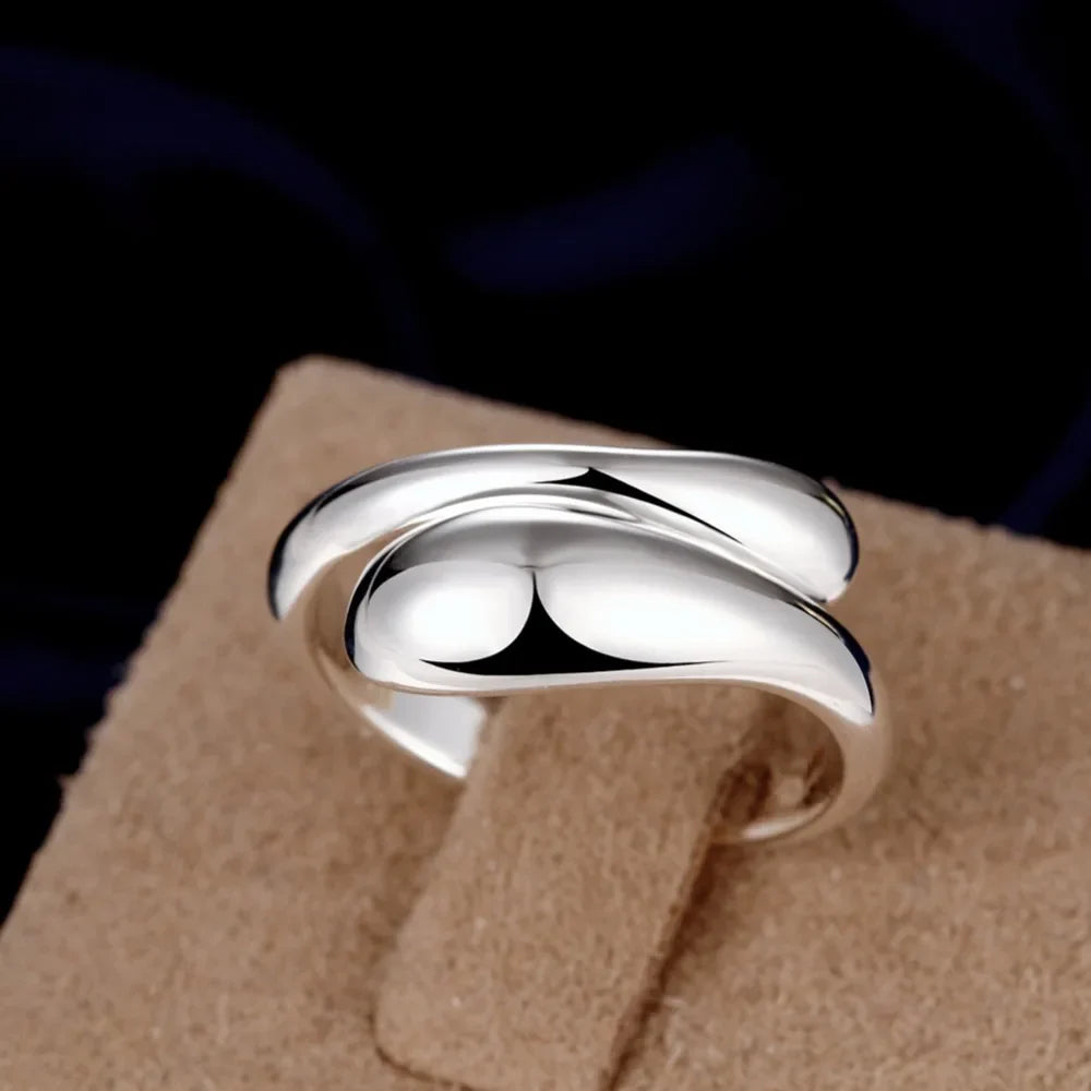 Anillo de Gota de Agua Plateado y Hueco