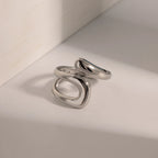 Anillo de Gota de Agua Hueca en plata
