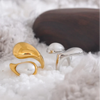 Anillo de Gota de Agua con Perla Blanca oro