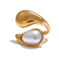 Anillo de Gota de Agua con Perla Blanca oro