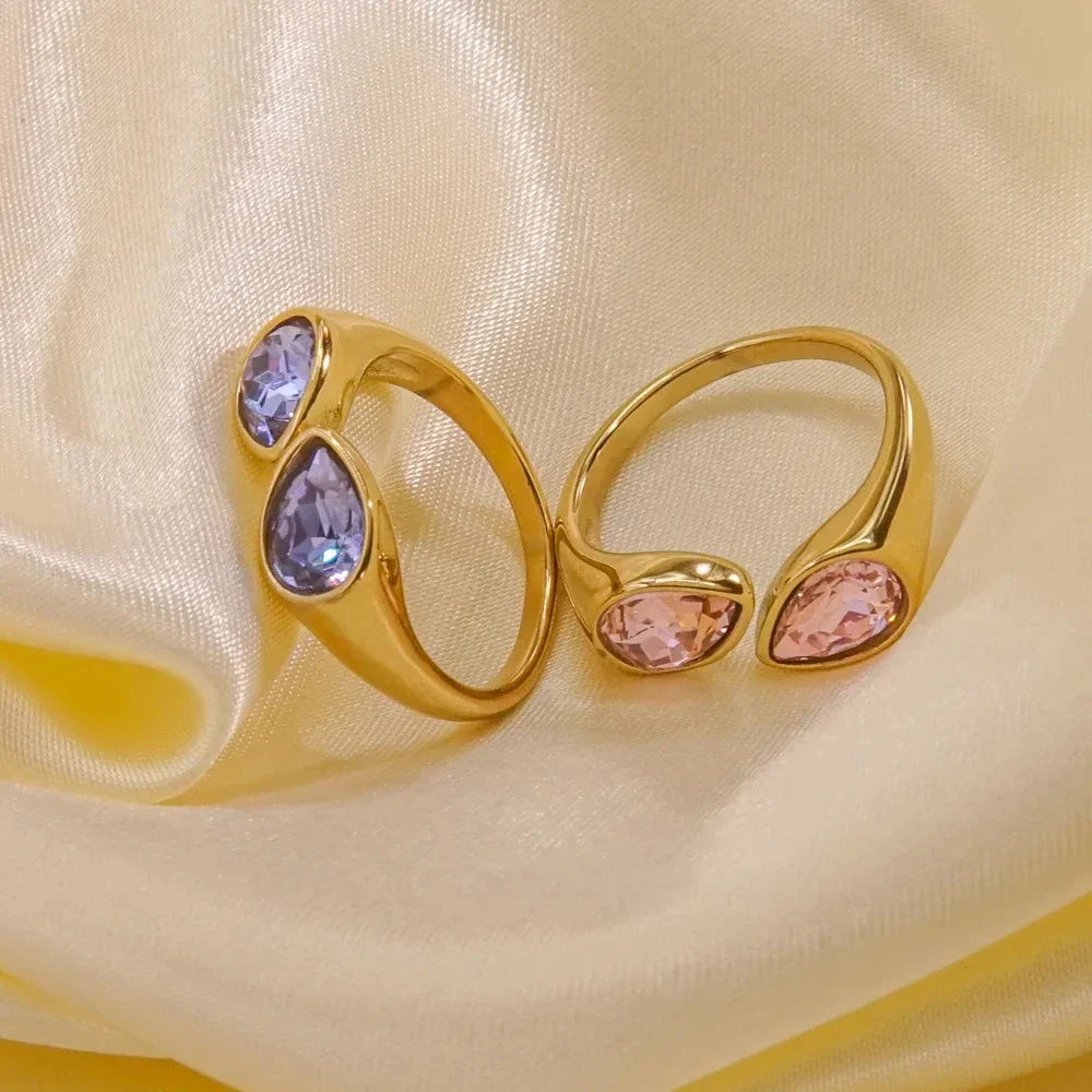 Anillo Gota de Agua Perla de Color violeta