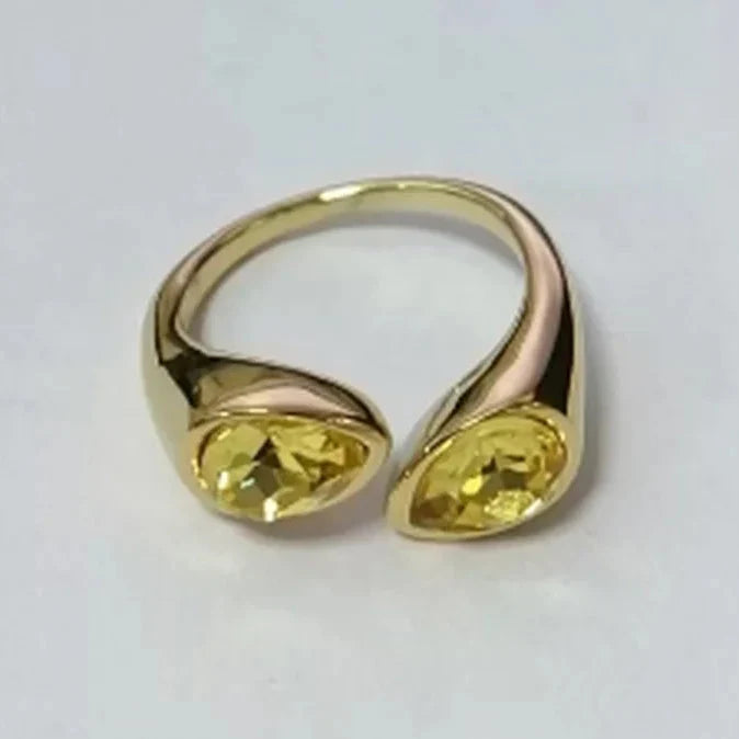 Anillo Gota de Agua Perla de Color amarillo
