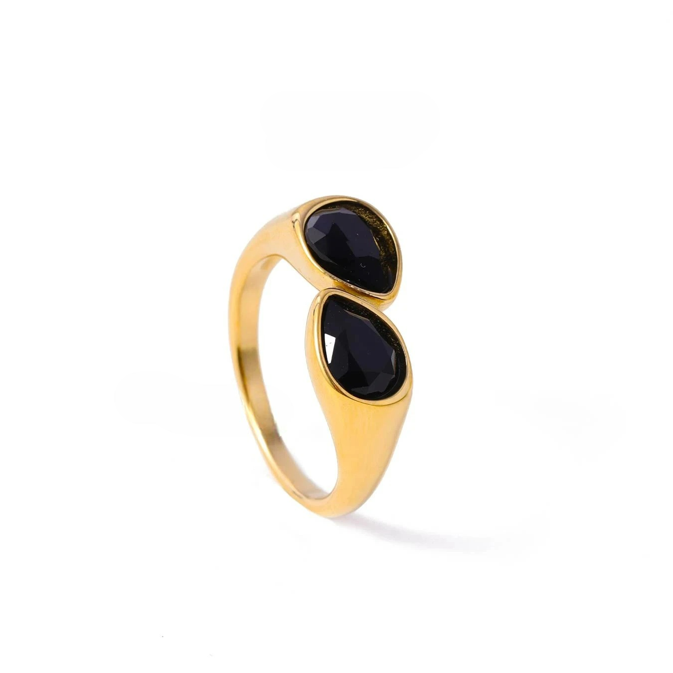 Anillo Gota de Agua Perla de Color negro