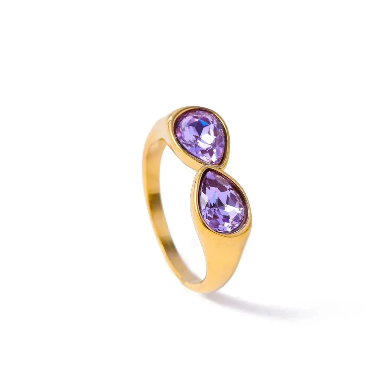 Anillo Gota de Agua Perla de Color violeta