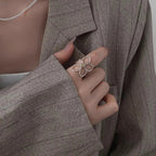 Anillo Banda Gran Flor Elegante