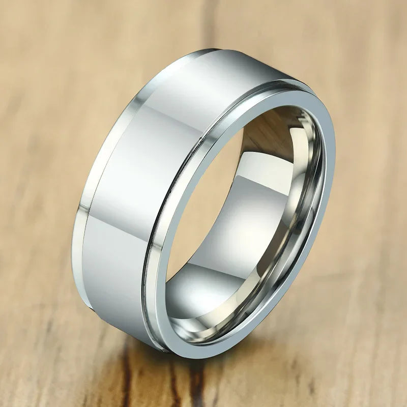 Anillo de Hombre Anti-Estrés Giratorio plata