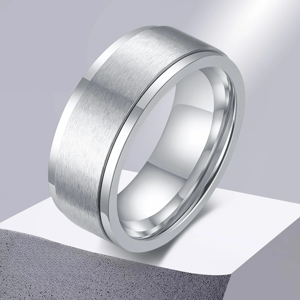 Anillo de Hombre Anti-Estrés Giratorio plata