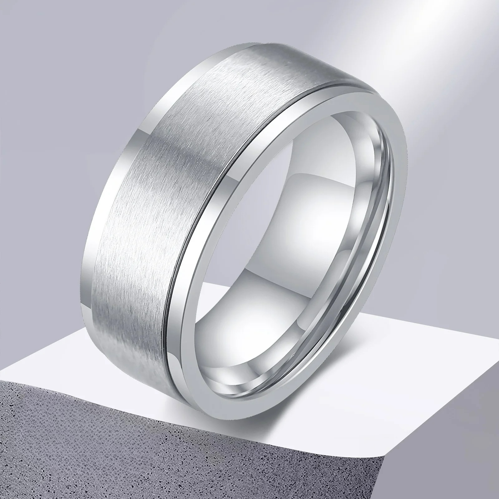 Anillo de Hombre Anti-Estrés Giratorio plata