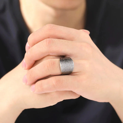 Anillo de Hombre Cubo de Metatrón plata