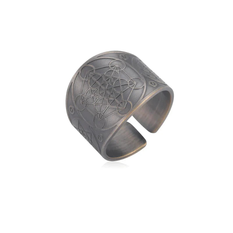 Anillo de Hombre Cubo de Metatrón Plata