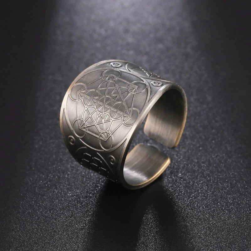 Anillo de Hombre Cubo de Metatrón plata