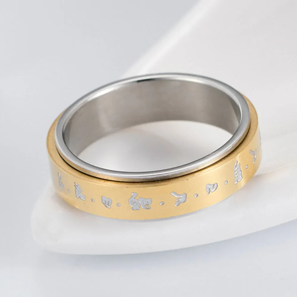 Anillo con Motivos para Hombre o Mujer Antiestrés Giratorio oro