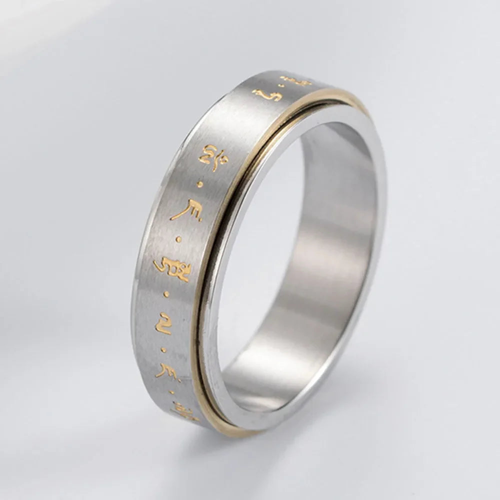 Anillo con Motivos para Hombre o Mujer Antiestrés Giratorio plata