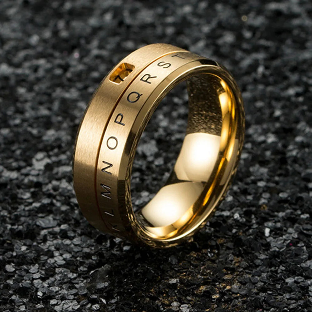 Anillo de Letras Anti-Estrés Giratorio oro