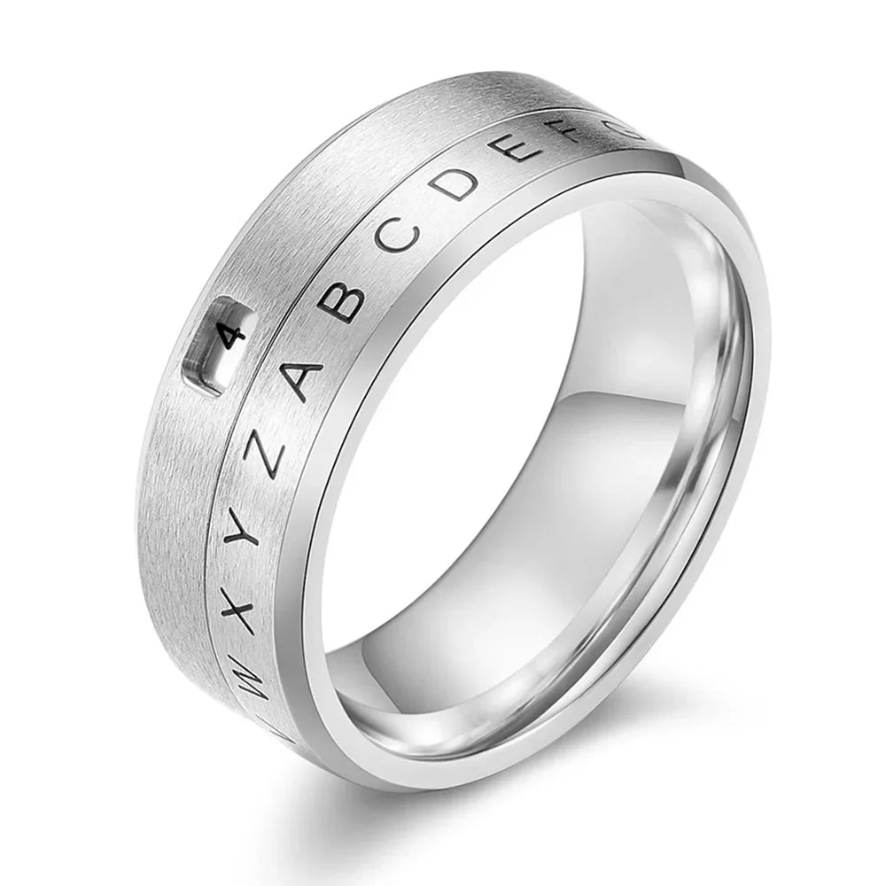 Anillo de Letras Anti-Estrés Giratorio plata