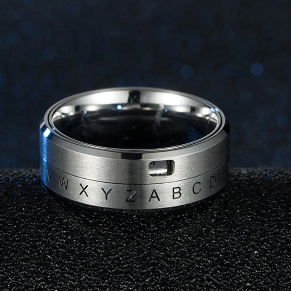 Anillo de Letras Anti-Estrés Giratorio plata