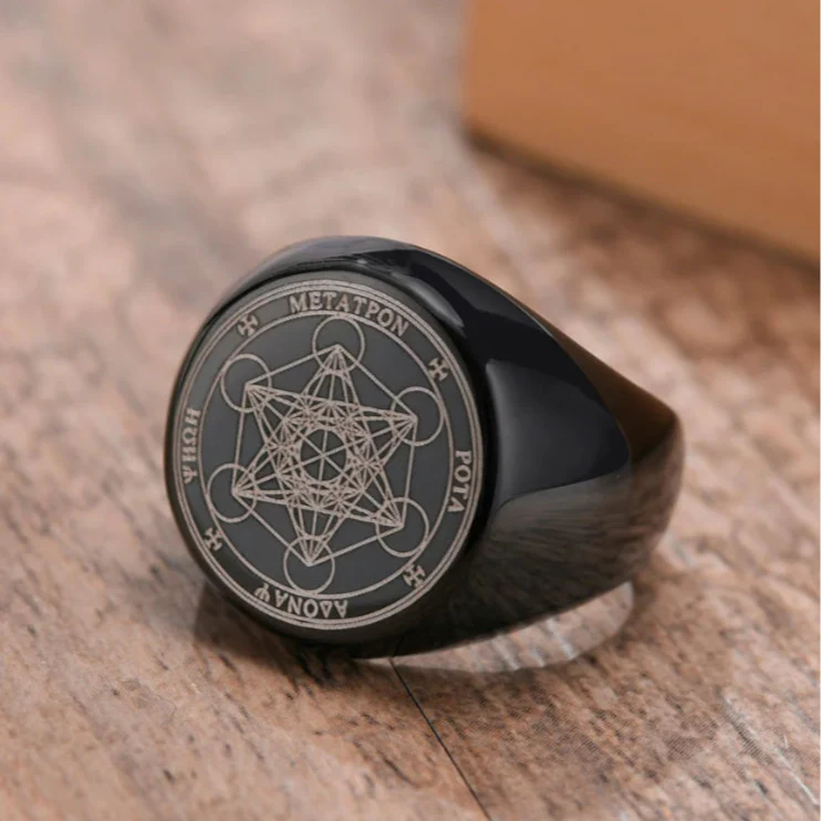 Anillo Aro Negro Cubo Metratrón negro