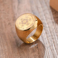 Anillo Aro Negro Cubo Metratrón dorado