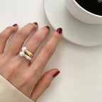 Anillo para mujer con perla blanca plata