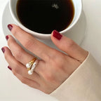 Anillo para mujer con perla blanca oro