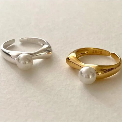 Anillo para mujer con perla blanca plata