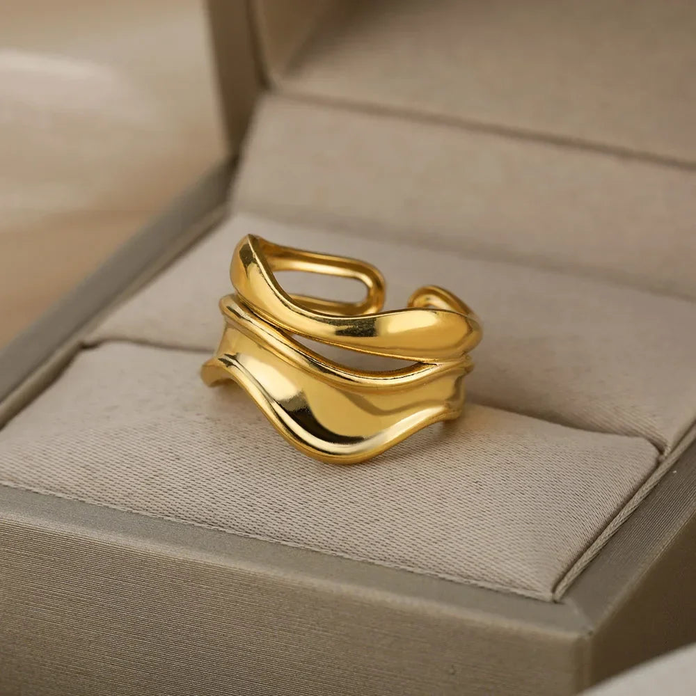 Anillo de Estilo Gota de Agua oro