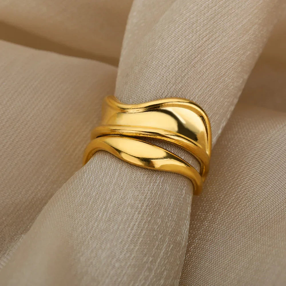Anillo de Estilo Gota de Agua oro