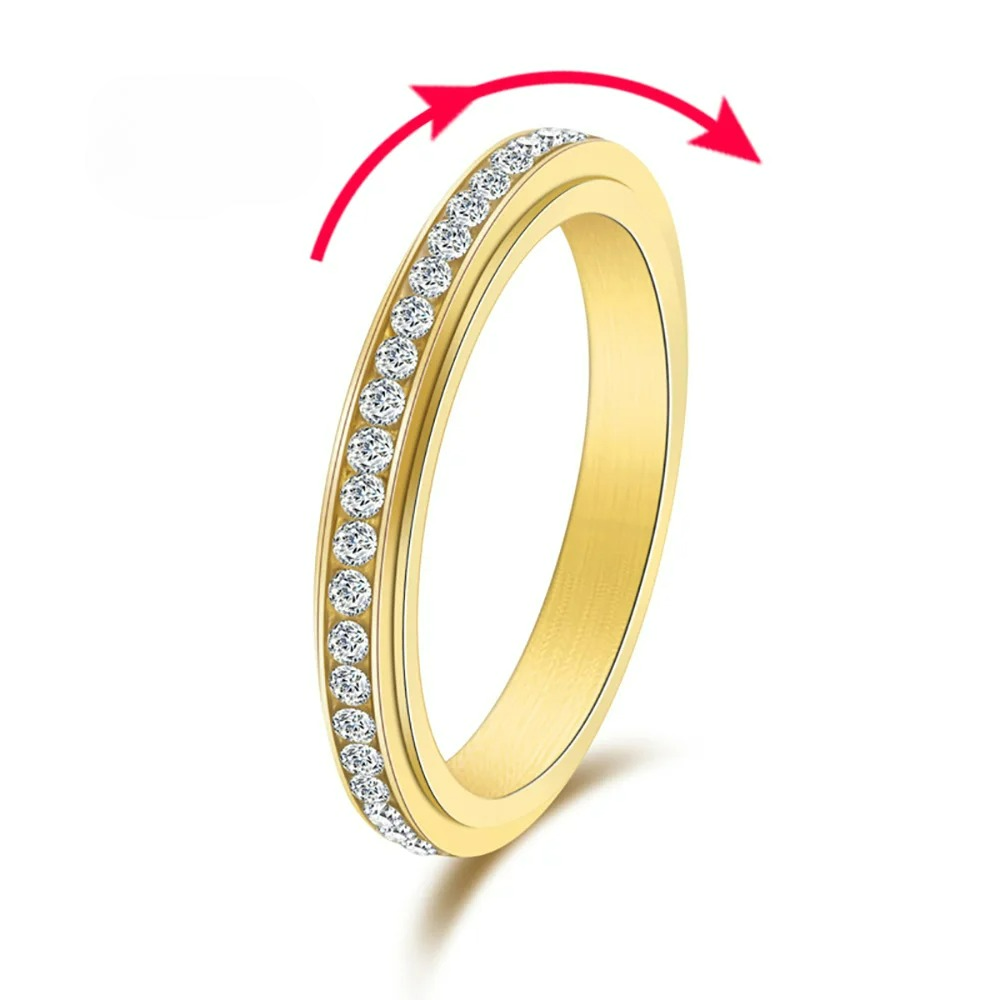 Anillo Giratorio Antiestrés con Circonio oro
