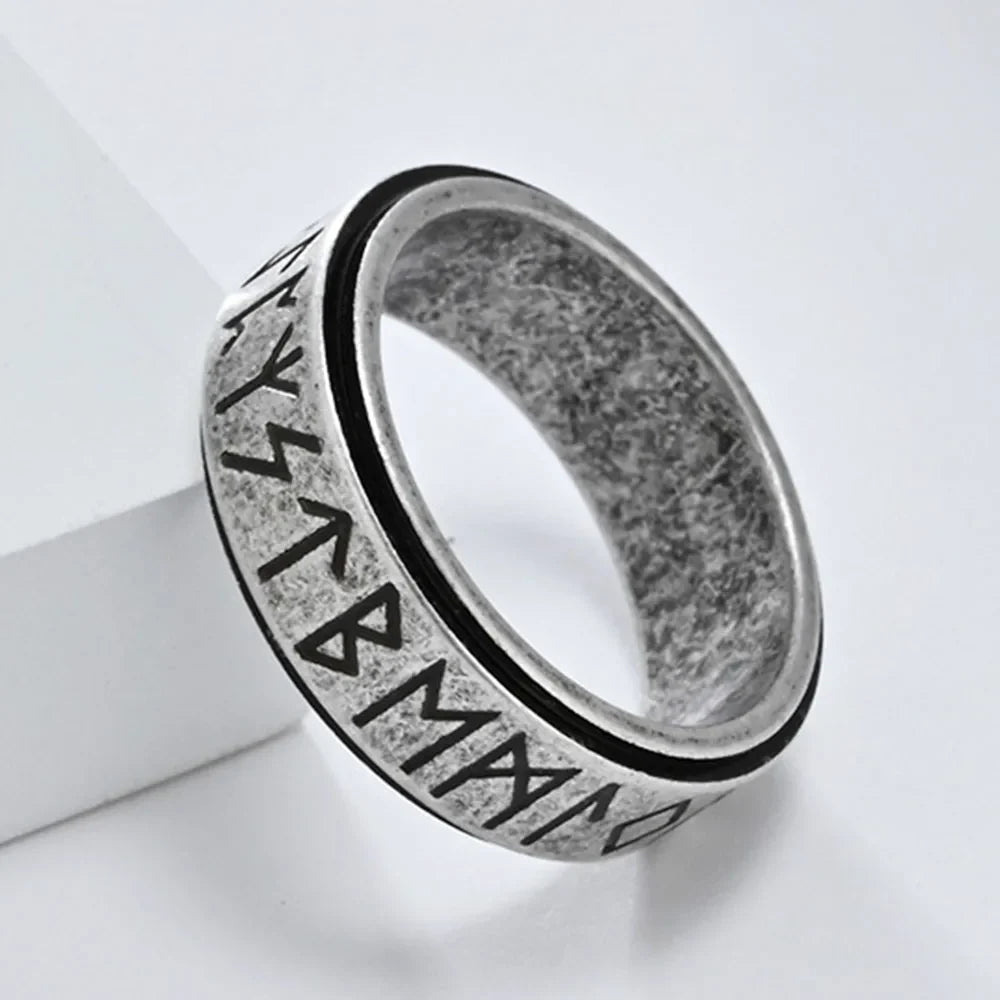 Anillo Vikingo para Hombre Anti-Estrés Giratorio gris