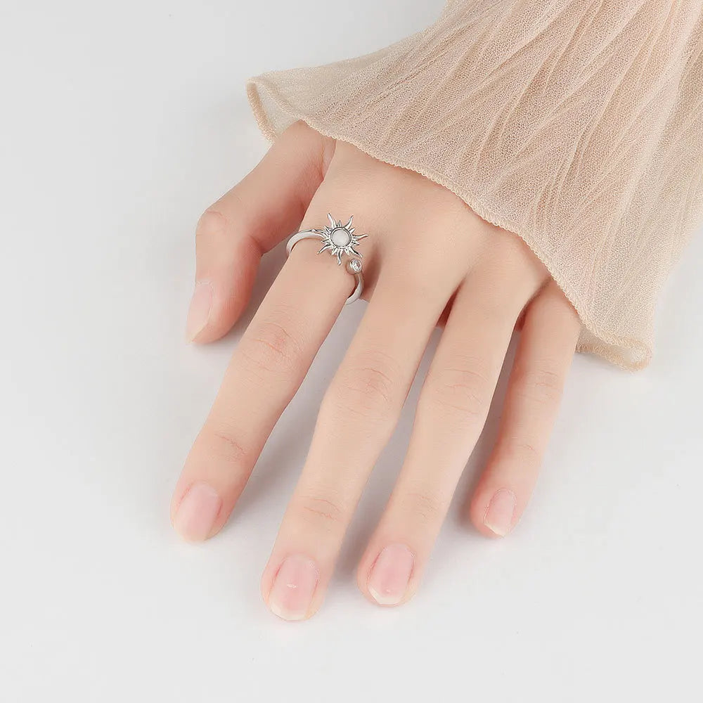 Anillo Anti-Estrés Anillo Giratorio Sol plata