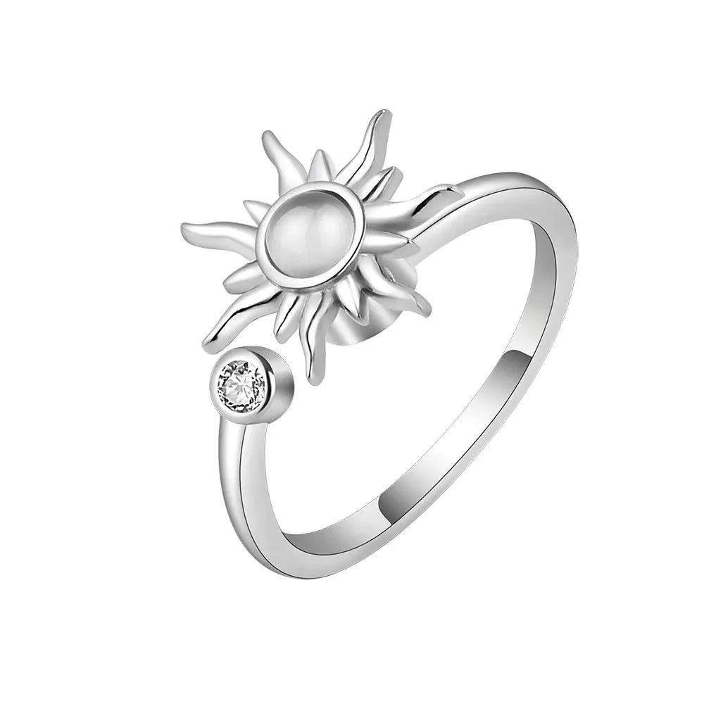 Anillo Anti-Estrés Anillo Giratorio Sol plata