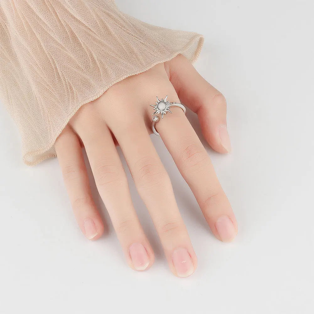 Anillo Anti-Estrés Anillo Giratorio Sol plata