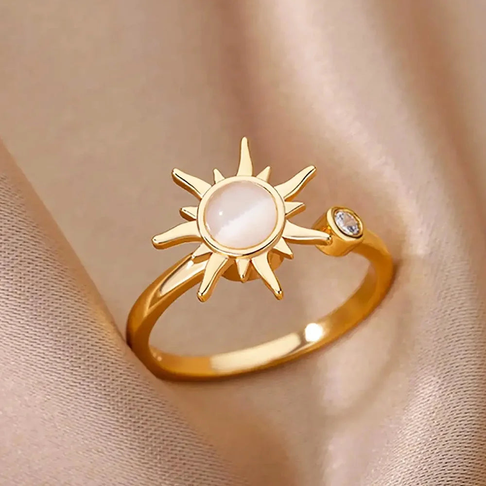Anillo Anti-Estrés Anillo Giratorio Sol oro