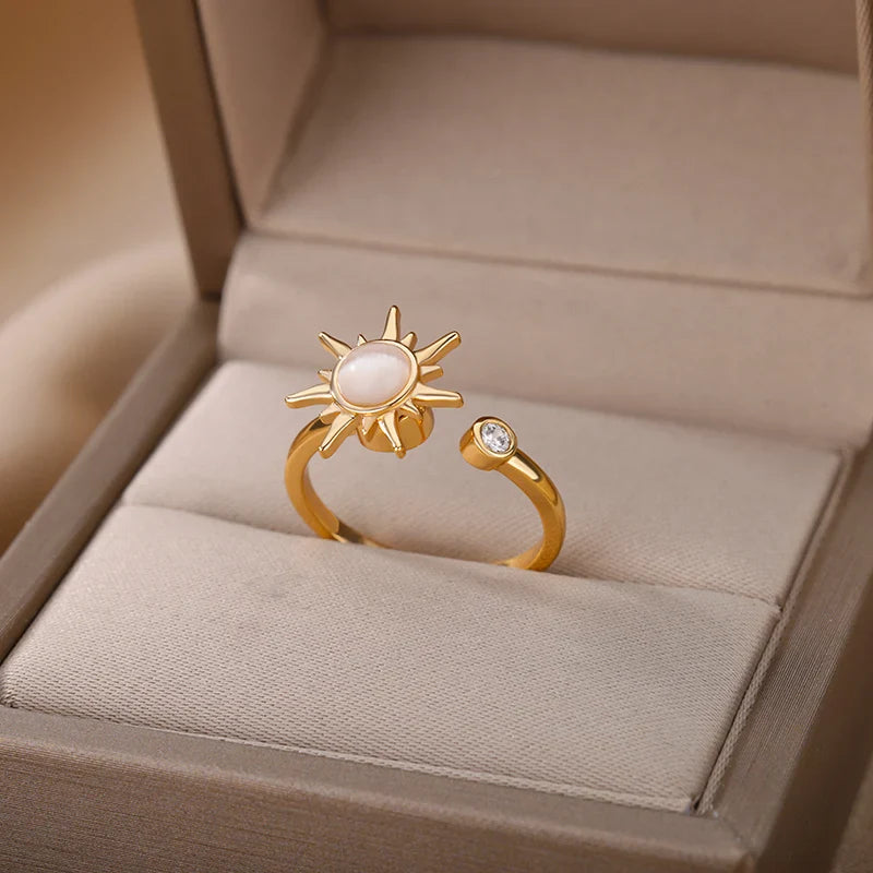 Anillo Anti-Estrés Anillo Giratorio Sol oro