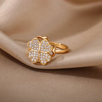 Anillo Antiestrés Anillo Giratorio Trébol de 4 Hojas oro