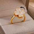 Anillo Antiestrés Anillo Giratorio Trébol de 4 Hojas oro