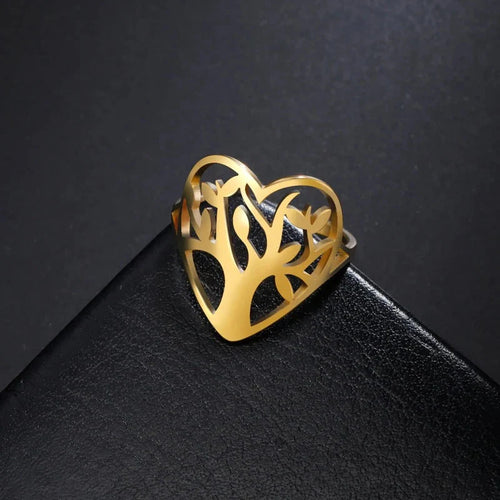 Anillo Árbol de la Vida Mujer Anillo Corazón oro