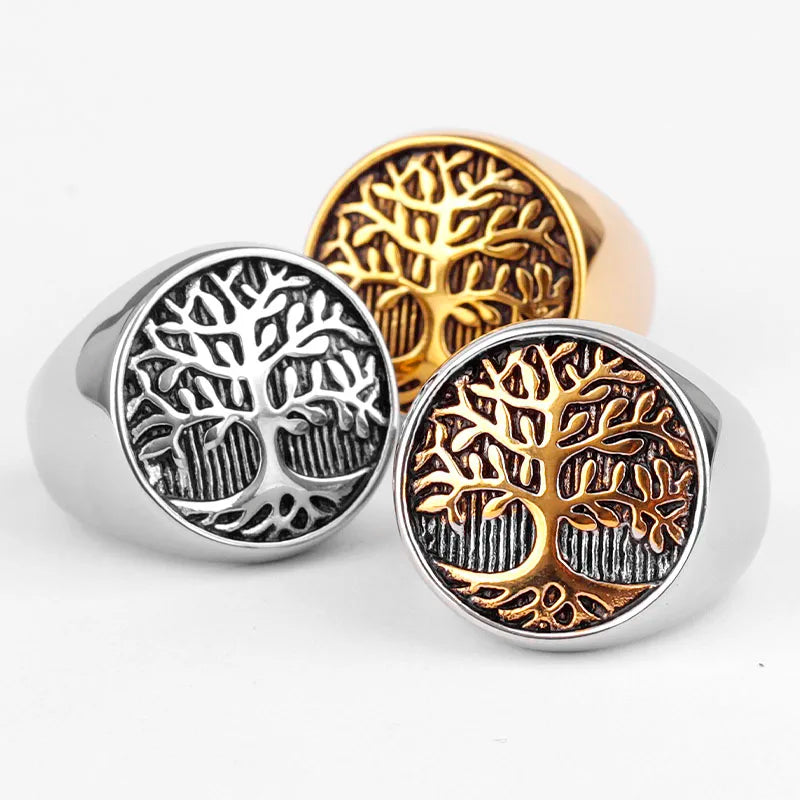 Anillo Árbol de la Vida para Hombre en oro y plata