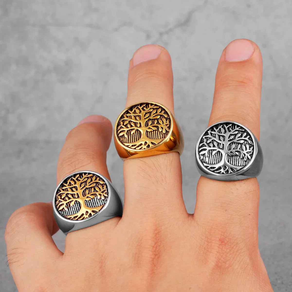 Anillo Árbol de la Vida para Hombre en oro