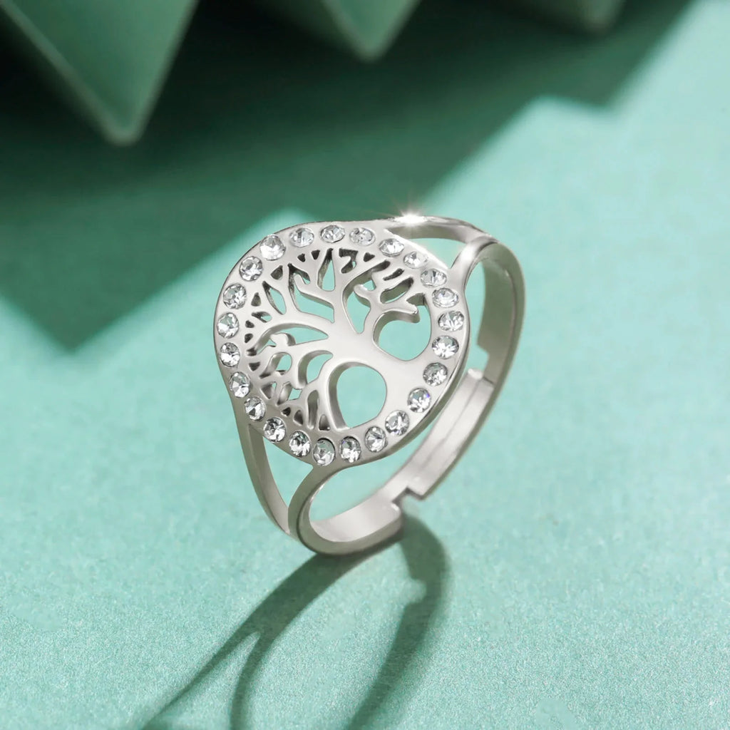 Anillo Árbol de la Vida con Circonio para Mujer en plata