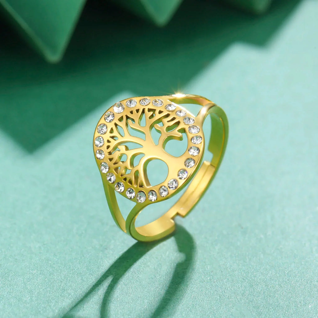 Anillo Árbol de la Vida con Circonio para Mujer en oro