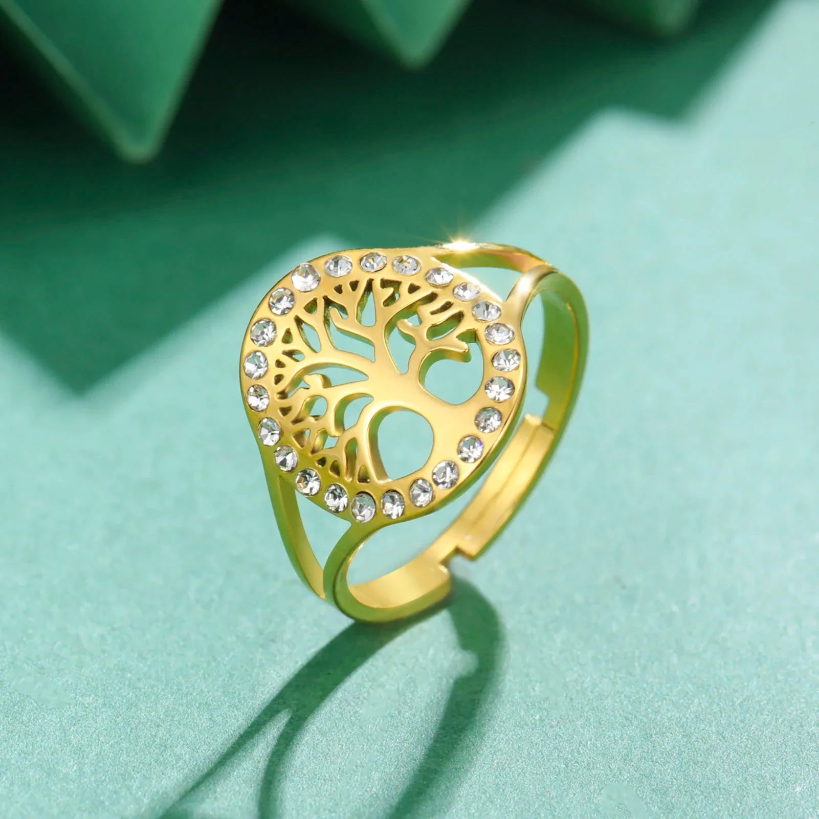 Anillo Árbol de la Vida con Circonio para Mujer en oro