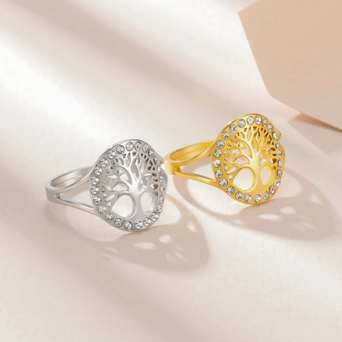 Anillo Árbol de la Vida con Circonio para Mujer en plata
