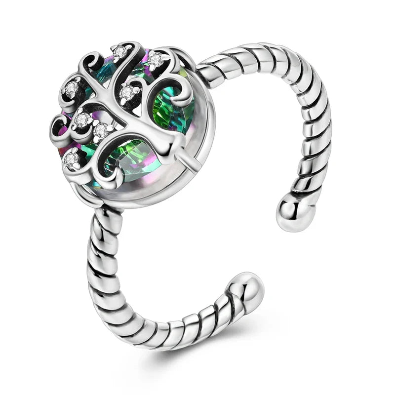 Anillo Árbol de la Vida Zirconia Mujer Plata
