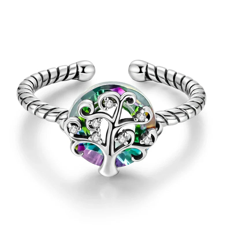 Anillo Árbol de la Vida Zirconia Mujer Plata