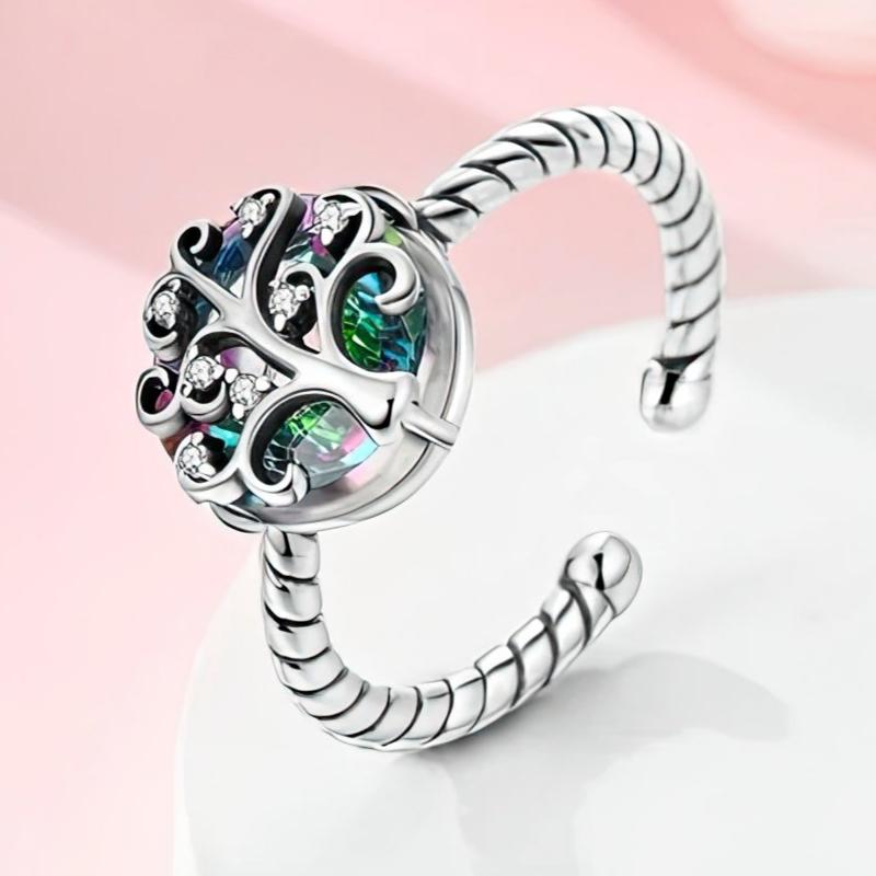Anillo Árbol de la Vida Zirconia Mujer Plata