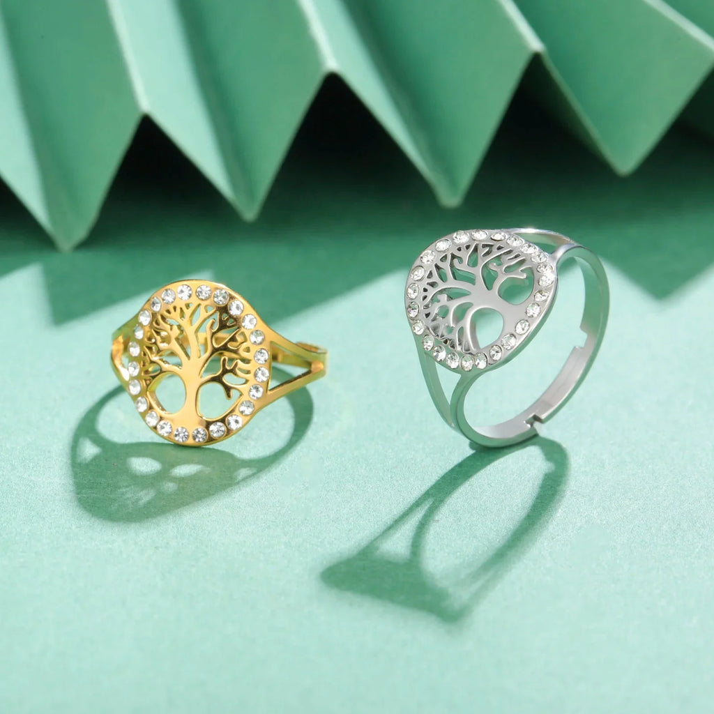 Anillo Árbol de la Vida con Circonio para Mujer en oro