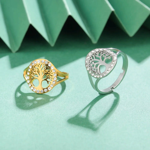 Anillo Árbol de la Vida con Circonio para Mujer en oro