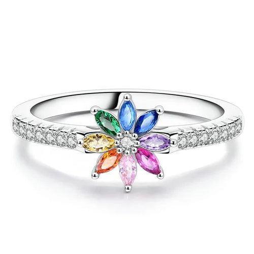 Bague arc-en-ciel fleur